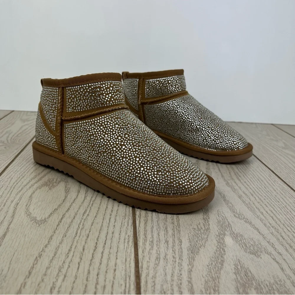 I.N.C. International Concepts Ariee Mini Cold Weather Booties 9M Tan Bling $60